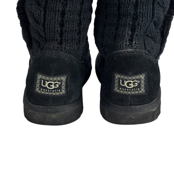 Ugg Black Sweater Boots Calf Women's 9 GUC Casual Warm Winter Comfortable - Picture 7 of 15